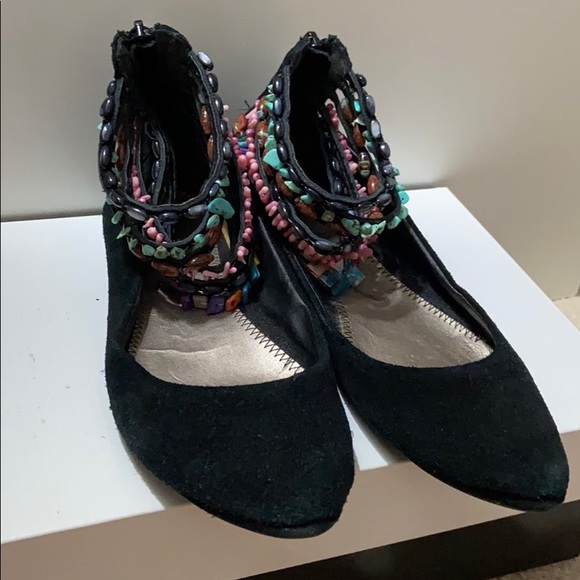 Ankle wrap black flats - with beaded anklets - Picture 4 of 6